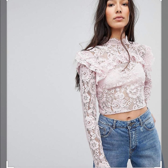 ASOS Tops - ASOS Long Sleeve Lace Crop Top Size 6 NWOT